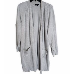 Verve Ami Light Gray Open Front Cardigan Plus Size 3X